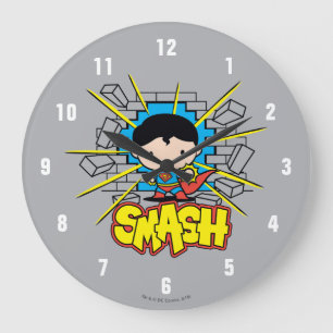 Chibi Superman krossar genom brickmuren Stor Klocka