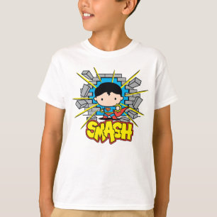 Chibi Superman krossar genom brickmuren Tee Shirt