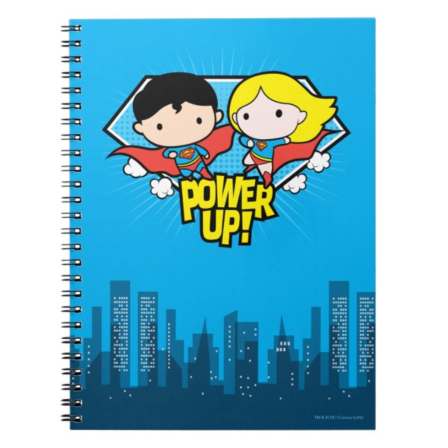 Chibi Superman och Chibi Supergirl Power Up! Anteckningsbok (Framsidan)