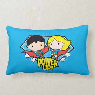 Chibi Superman och Chibi Supergirl Power Up! Lumbarkudde