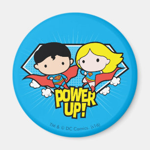 Chibi Superman och Chibi Supergirl Power Up! Magnet