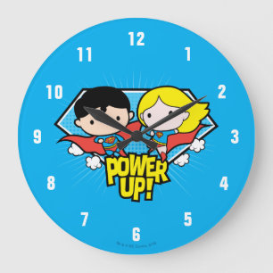 Chibi Superman och Chibi Supergirl Power Up! Stor Klocka