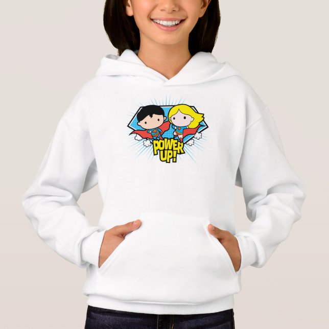 Chibi Superman och Chibi Supergirl Power Up! T Shirt (Framsida)