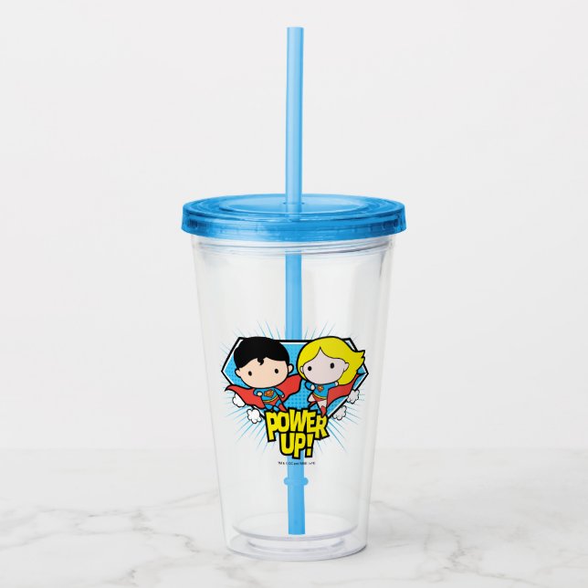 Chibi Superman och Chibi Supergirl Power Up! Take Away Mugg (Framsida)