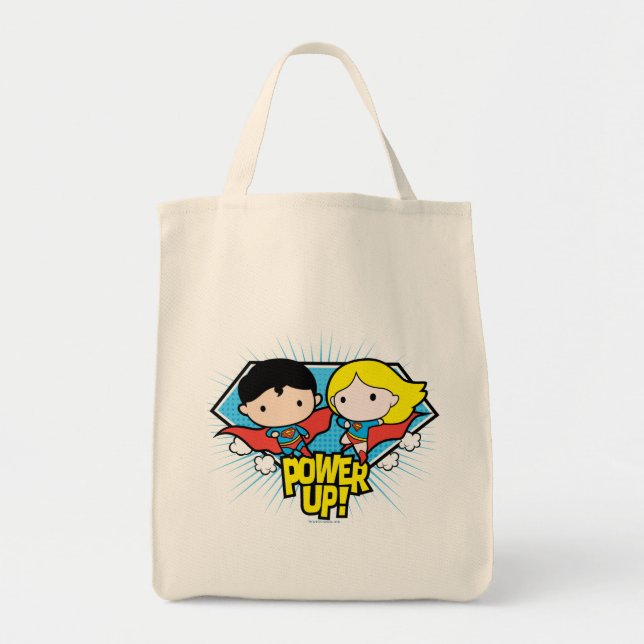 Chibi Superman och Chibi Supergirl Power Up! Tygkasse (Framsidan)