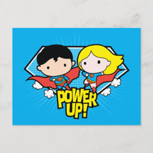 Chibi Superman och Chibi Supergirl Power Up! Vykort