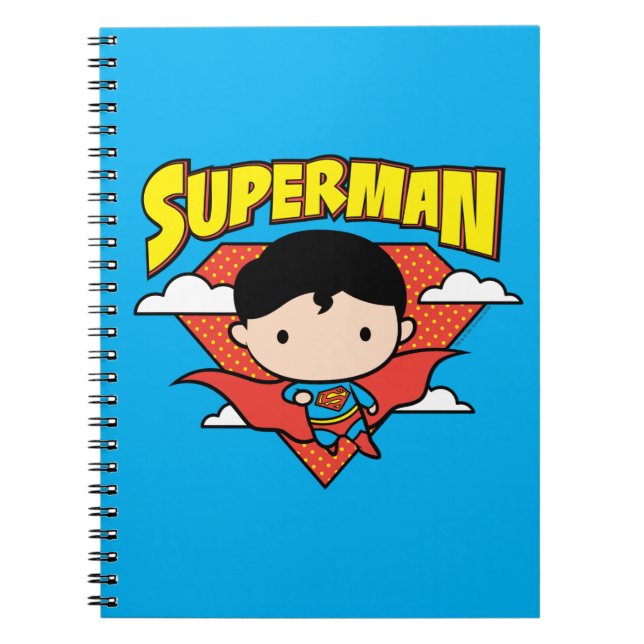 Chibi Superman Polka Dot Shield och Namn Anteckningsbok Med Spiral (Framsidan)