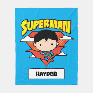 Chibi Superman Polka Dot Shield och Namn Fleecefilt
