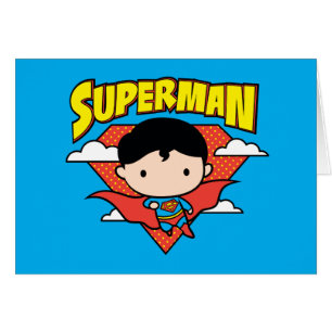 Chibi Superman Polka Dot Shield och Namn Hälsningskort
