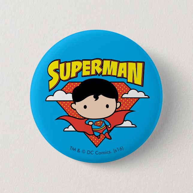 Chibi Superman Polka Dot Shield och Namn Knapp (Framsida)
