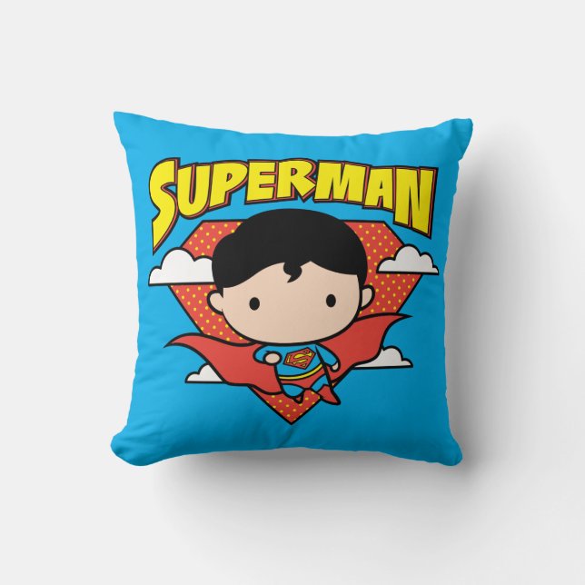 Chibi Superman Polka Dot Shield och Namn Kudde (Framsida)