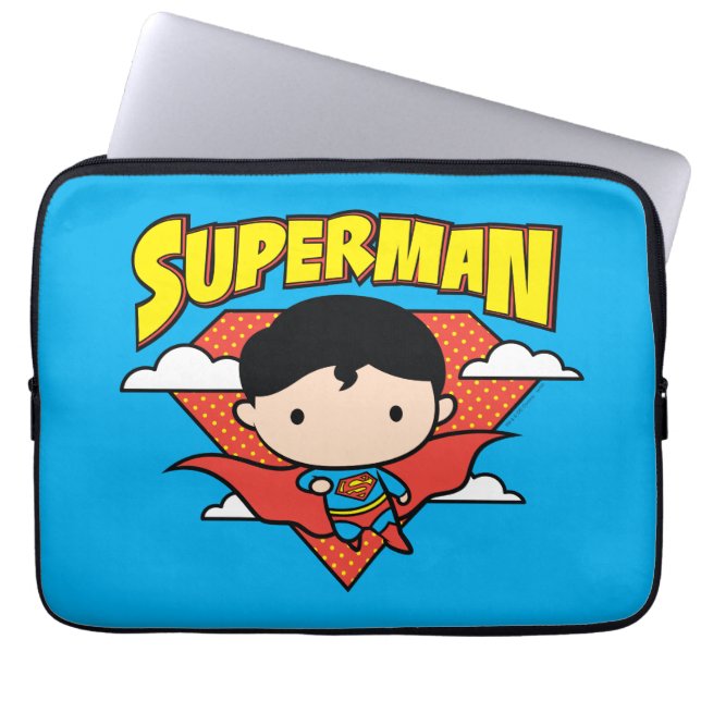 Chibi Superman Polka Dot Shield och Namn Laptop Fodral (Framsidan)