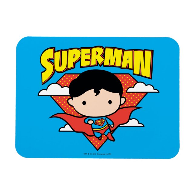 Chibi Superman Polka Dot Shield och Namn Magnet (Horisontell)