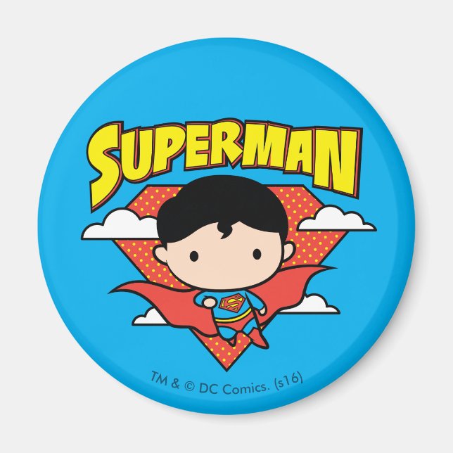 Chibi Superman Polka Dot Shield och Namn Magnet (Framsidan)