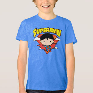 Chibi Superman Polka Dot Shield och Namn T-shirt I Triblend-tyg