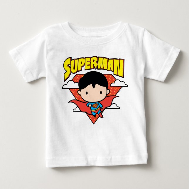 Chibi Superman Polka Dot Shield och Namn Tee Shirt (Framsida)