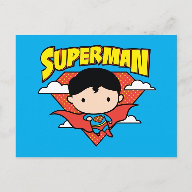Chibi Superman Polka Dot Shield och Namn Vykort (Framsida)