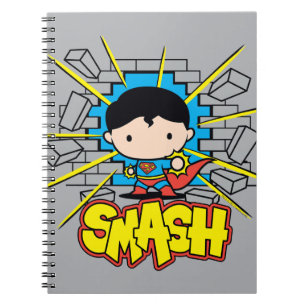 Chibi Superman som slår igenom brickan Wall Anteckningsbok Med Spiral