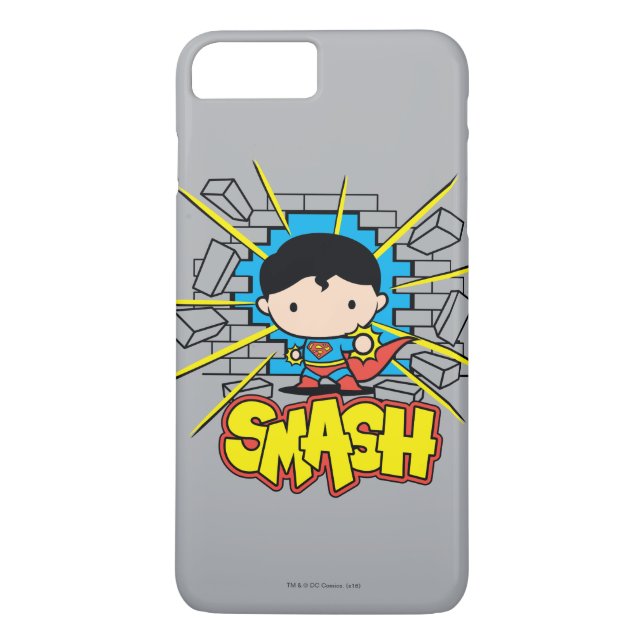 Chibi Superman som slår igenom brickan Wall Case-Mate iPhone Skal (Baksida)