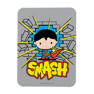 Chibi Superman som slår igenom brickan Wall Magnet