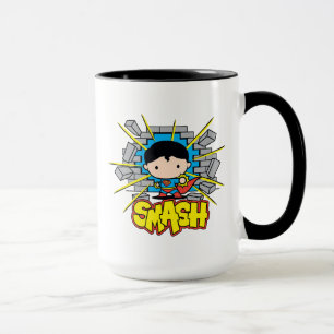 Chibi Superman som slår igenom brickan Wall Mugg