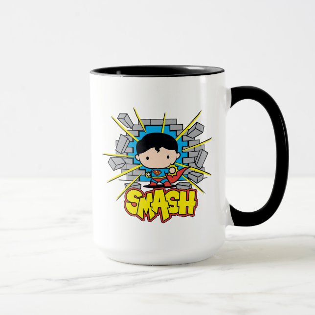 Chibi Superman som slår igenom brickan Wall Mugg (Höger)