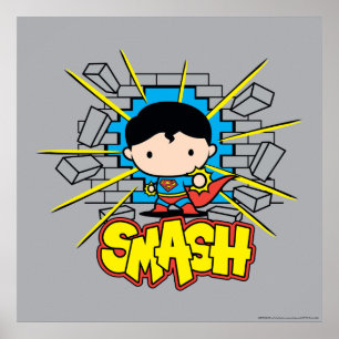 Chibi Superman som slår igenom brickan Wall Poster