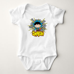 Chibi Superman som slår igenom brickan Wall Tröja