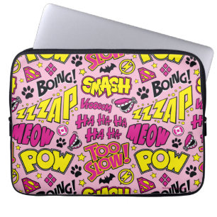 Chibi Tecknad Phrases och Logotyper Mönster Laptop Sleeve