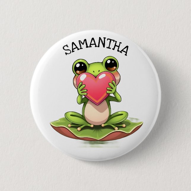 Chibi Toad i Rosa och Grönt Personligt Knapp (Framsida)