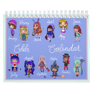 Chibi Two Page Small Calendar, vit kalender