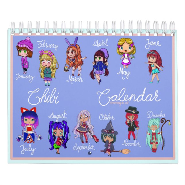 Chibi Two Page Small Calendar, vit kalender (Omslag)