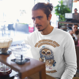 Chibi Uggla Drinking Hett Chocolate Lång Ärmad Tröja