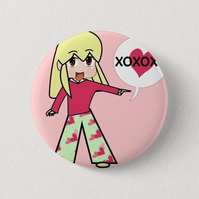 Chibi Valentine Hearts Knapp (Framsida)