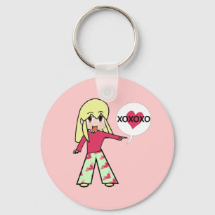 Chibi Valentine Hearts Nyckelring