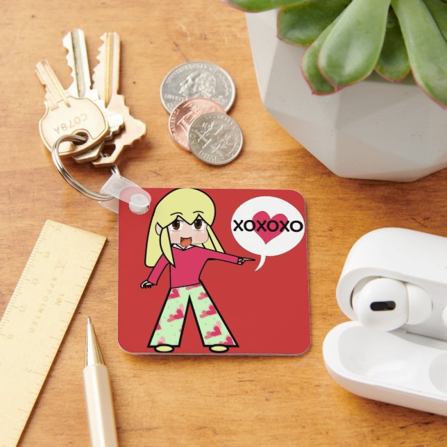 Chibi Valentine Hearts Nyckelring (Skrivbord)