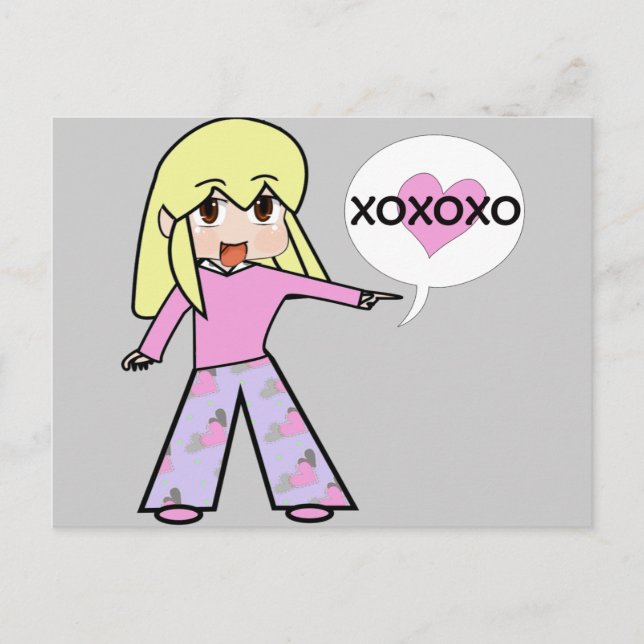 Chibi Valentine Helg Vykort (Framsida)