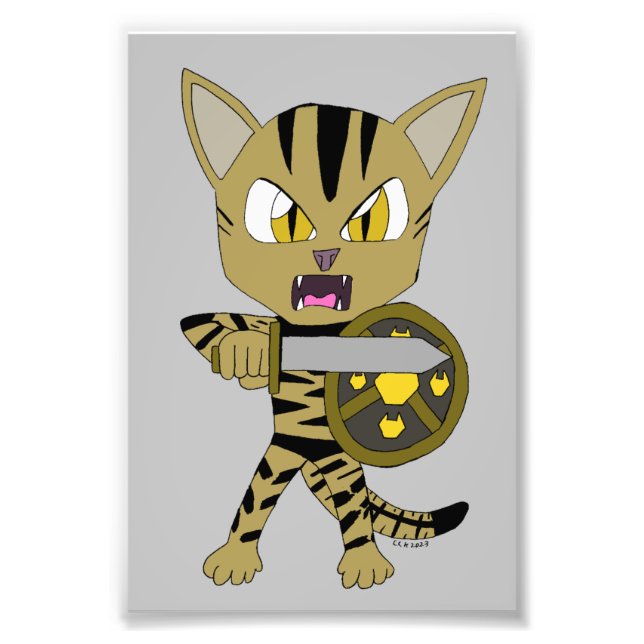 Chibi Warrior Cat Fototryck (Framsidan)