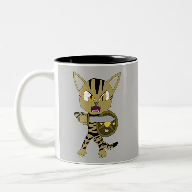 Chibi Warrior Cat Två-Tonad Mugg (Vänster)