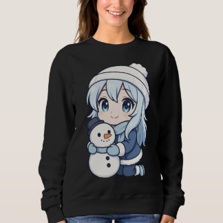 Chibi Winter Girl Sweatshirt – Cute Anime Snowman  T Shirt