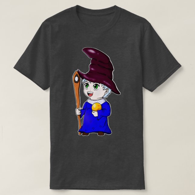 Chibi Wizard Cute Magician Character T Shirt (Design framsida)