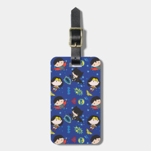 Chibi Woman, Superman och Batman Mönster Bagagebricka
