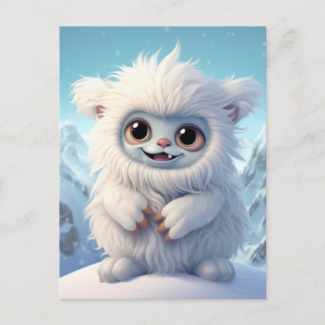 Chibi Yeti Postcard Vykort (Framsida)
