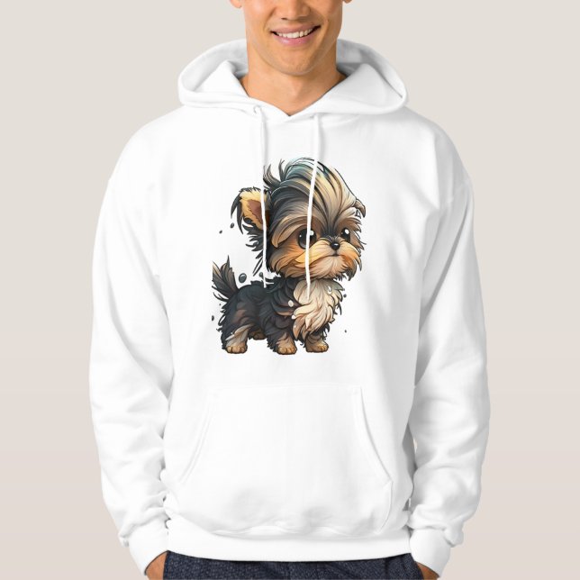 Chibi Yorkshire Terrier Hoodie (Framsida)