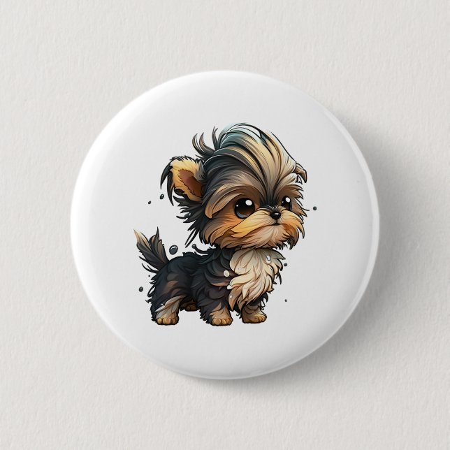 Chibi Yorkshire Terrier Knapp (Framsida)