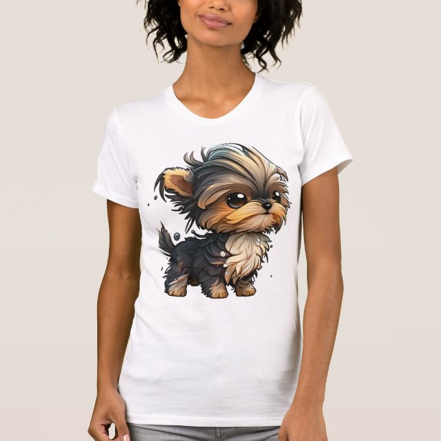 Chibi Yorkshire Terrier T Shirt (Framsida)