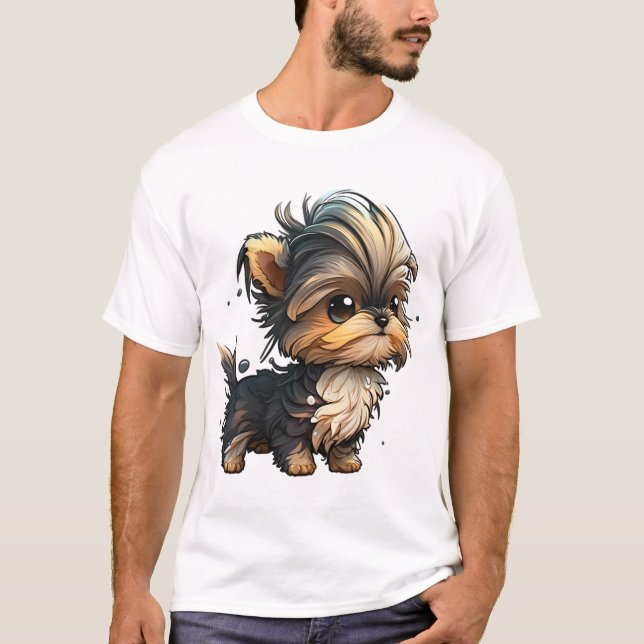 Chibi Yorkshire Terrier T Shirt (Framsida)