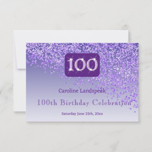 Chic 100 Lila Glitter OSA vid födelsedag (Framsida)