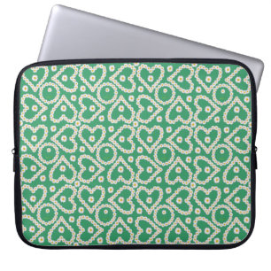 Chic 15-tums Laptop sleeve: Daisy Chains on Grönt Fodral