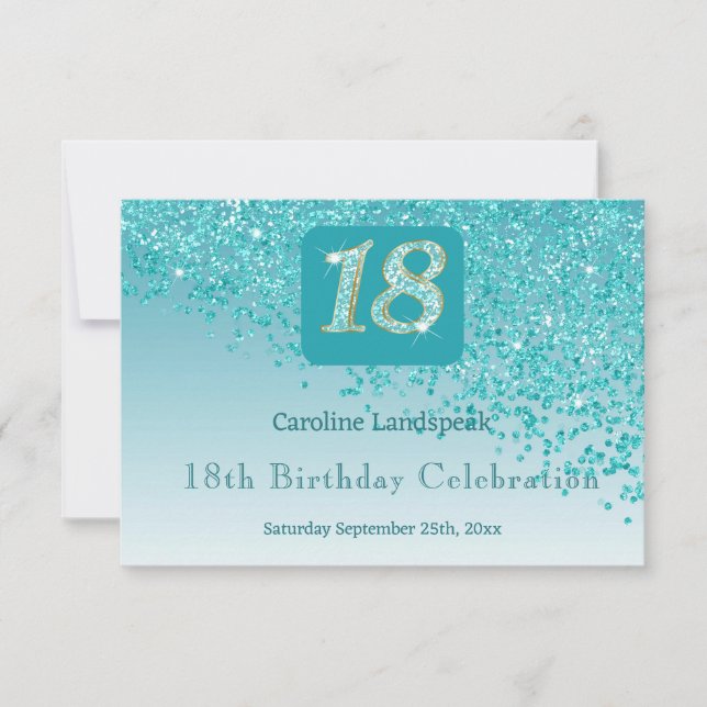 Chic 18 OSA vid dagstidningen Teal Blue Glitter Kort (Framsida)